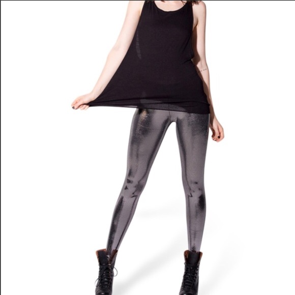 Blackmilk Pants - Blackmilk Liquid Silver Leggings - M - MUSEUM